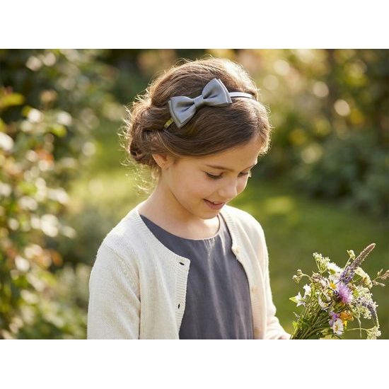 Graphitfarbener Haarreif mit Fliege