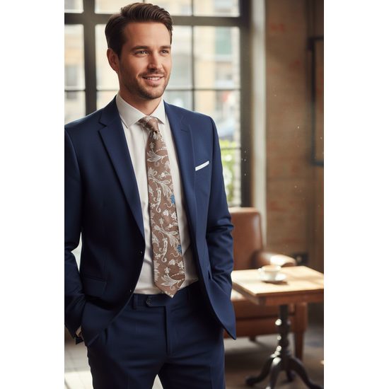 Beige Krawatte mit Blumenmuster