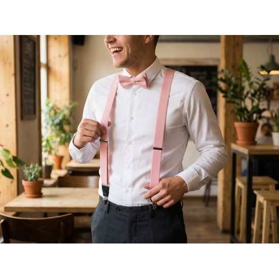 Púdrové látkové traky s koženým stredom a zapínaním na klipy v darček