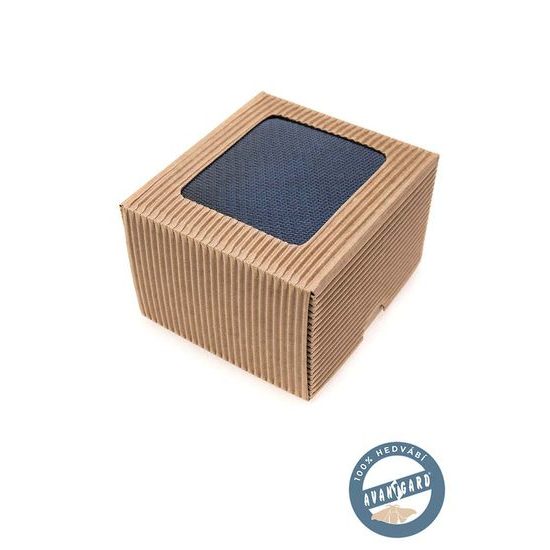 Graue Seidenkrawatte mit blauem Streifen in Geschenkbox