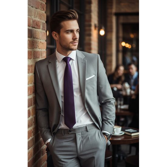 Sötét lila matt nyakkendő