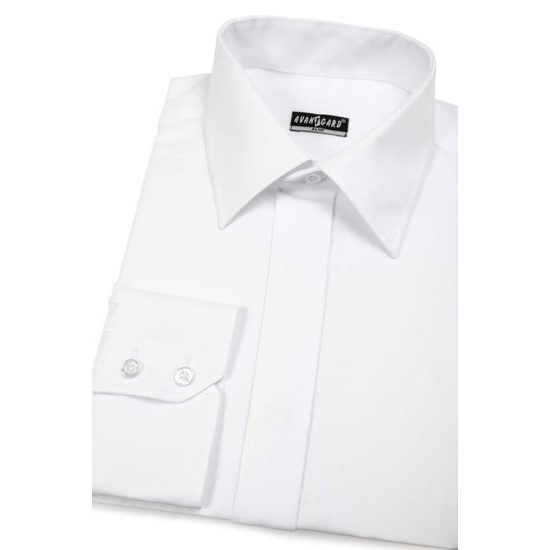 Бяла Slim Fit риза с елегантни покрити копчета
