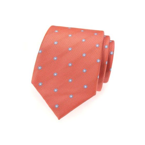 Korálová kravata blankytně modré květy