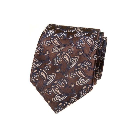 Hnědá kravata se vzorem Paisley
