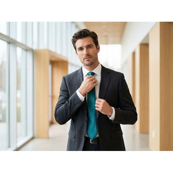 Fényes nyakkendő sötét petróleum színű