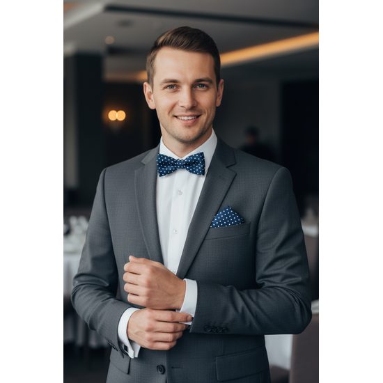 Modrý motýlik s bielou bodkou + vreckovka