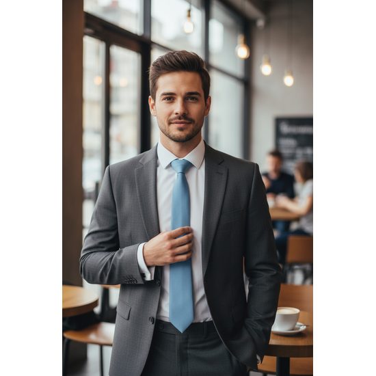 Cravata albastru deschis mat