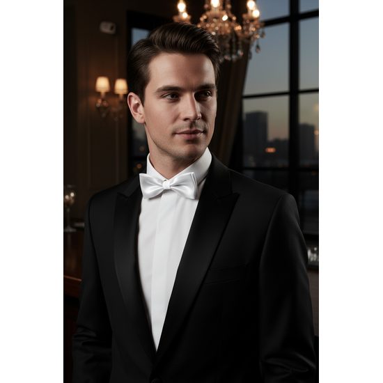 Bílý lesklý pánský motýlek