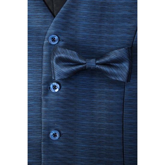 Blaue Herren Weste mit Fliege und Einstecktuch