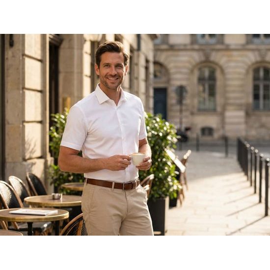 Biela Pánska košeľa SLIM s krátkym rukávom