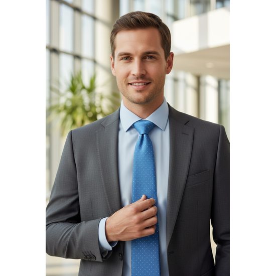 Blaue Krawatte mit kleinen Strichen