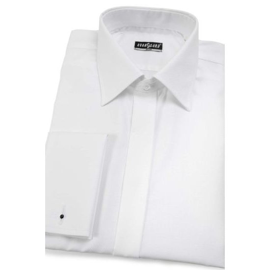 Cămașă albă Slim Fit cu nasturi acoperiți, 100% bumbac