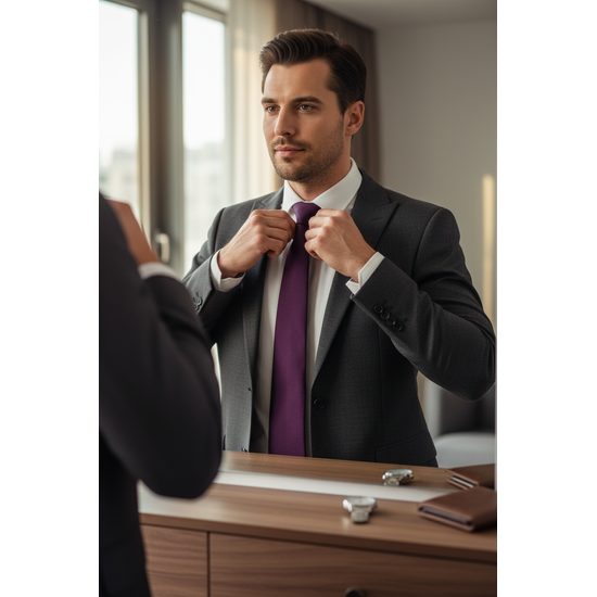 Лилава мъжка матова вратовръзка