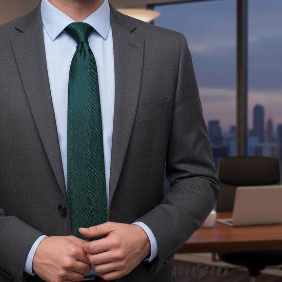 Cravata verde inchis cu model inchis