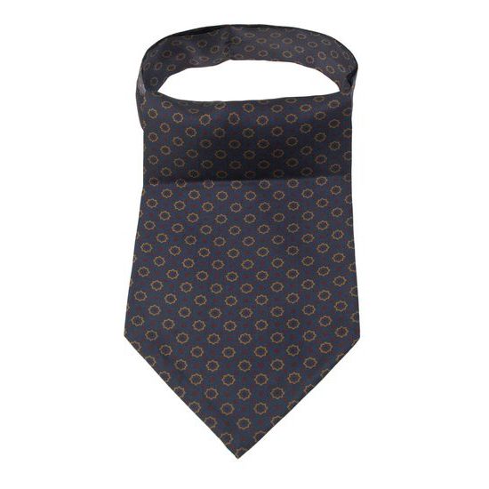 Ascot bleumarin din mătase cu model geometric