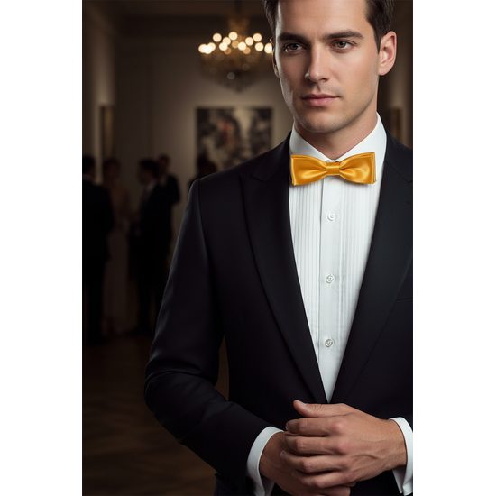 Мъжка златиста вързана папийонка