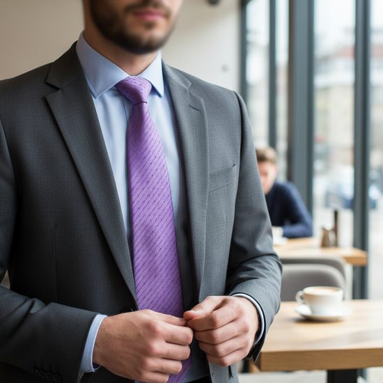 Fialová kravata s jemnými puntíky