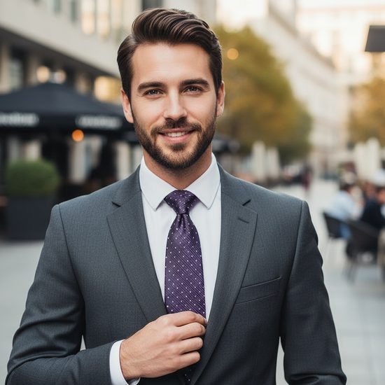 Лилава вратовръзка на точки на люляк