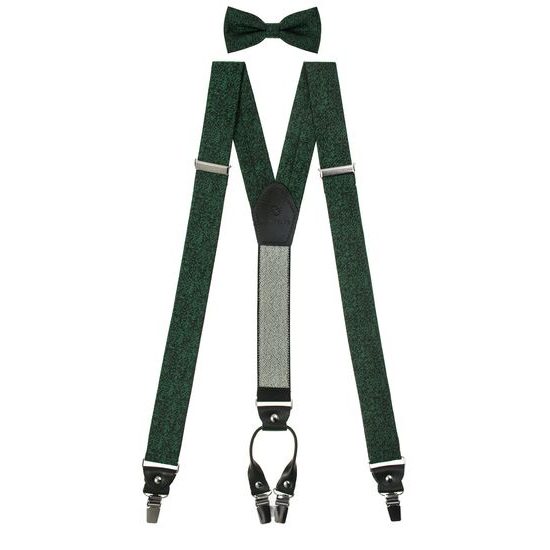 Zöld férfi nadrágtartó szett csokornyakkendővel