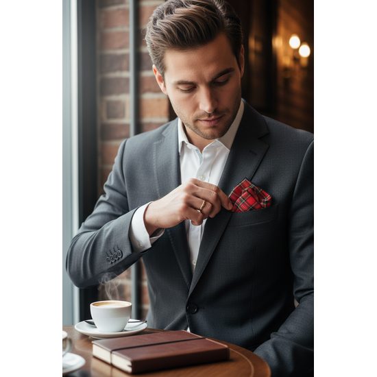 Poszetka w kratkę ze 100% bawełny