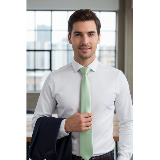 Férfi nyakkendő, világoszöld fényes