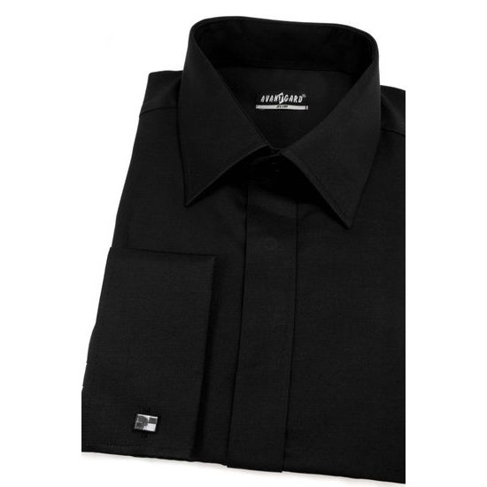 Fekete rejtett gombolású slim fit férfiing