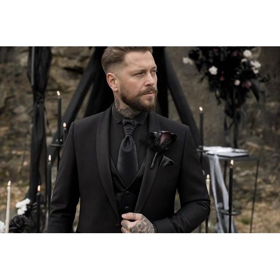 Plastron negru lucios de nuntă