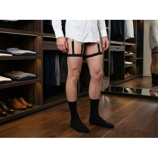 Černé pánské košilové šle W Shirt Stays