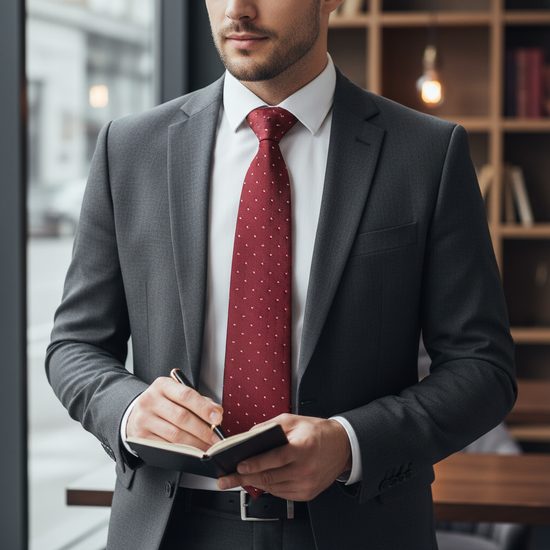 Rote Krawatte mit kleinen Quadraten