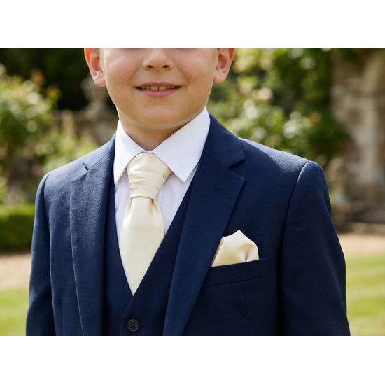 Cremefarbenes Jungen-Plastron mit Einstecktuch