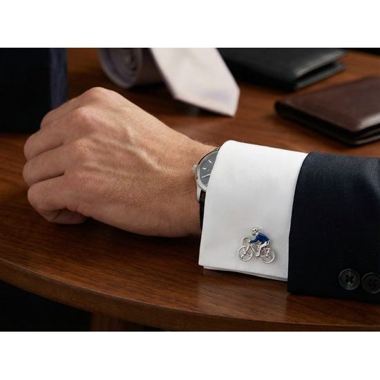 Manschettenknöpfe Radfahrer in Blau