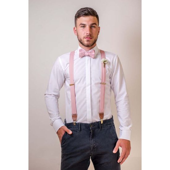 Puderrosa Paisley Fliege zum selberbinden mit Einstecktuch