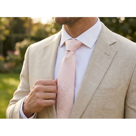 Jasnoróżowy krawat paisley