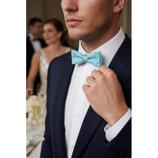 Karierte Fliege in Türkis