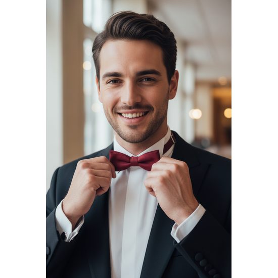 Burgundowa muszka Classic 10 cm