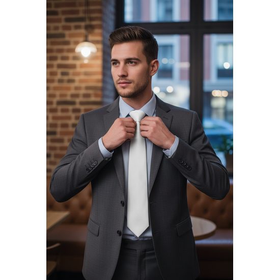 Бяла, матова вратовръзка