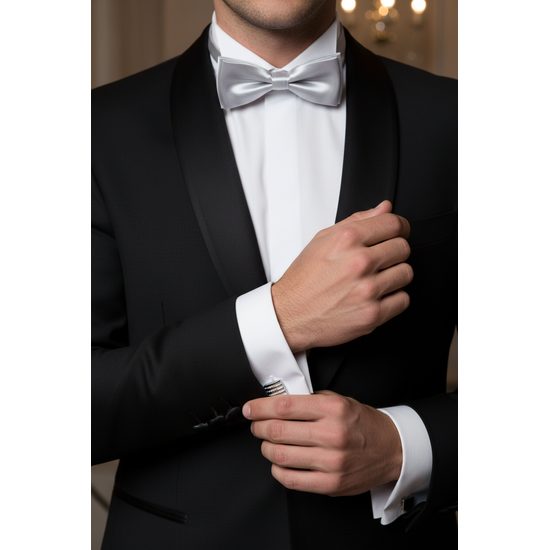 Ezüstszínű dupla csokornyakkendő