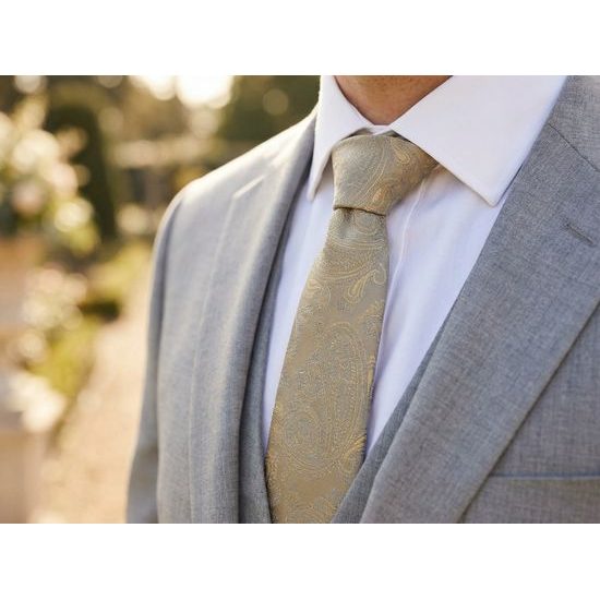 Beigefarbene Krawatte mit Kaschmirmuster