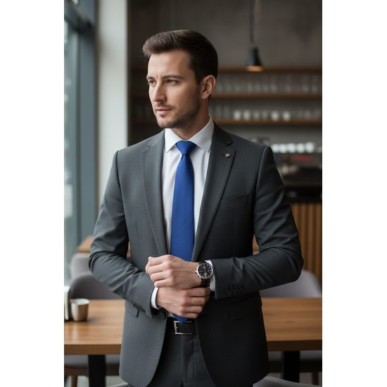 Modrá matná kravata