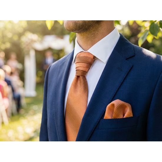 Francúzska kravata oranžová prúžkovaná