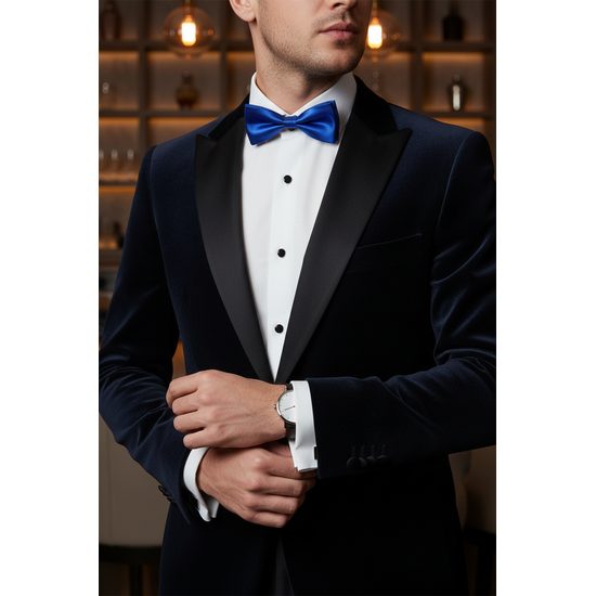 Блестяща синя мъжка папийонка