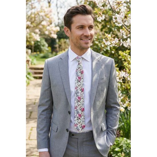 Bavlnená úzka kravata s jarným motívom