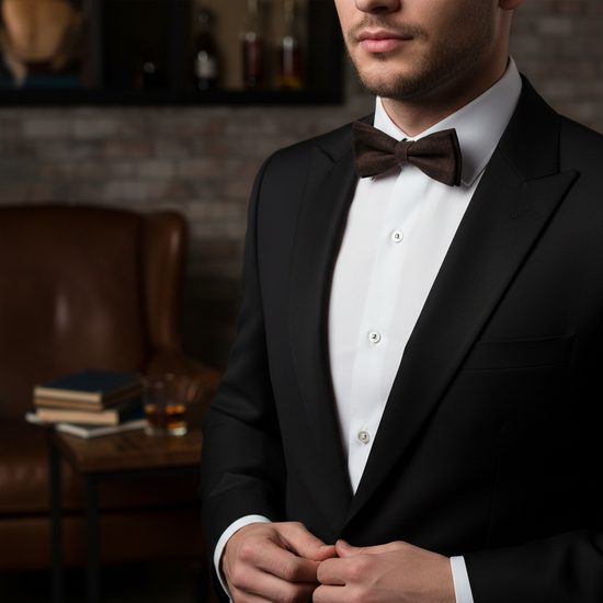 Тъмнокафява памучна папийонка