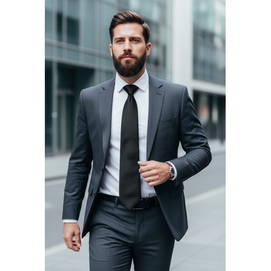 Czarny, przedłużony krawat