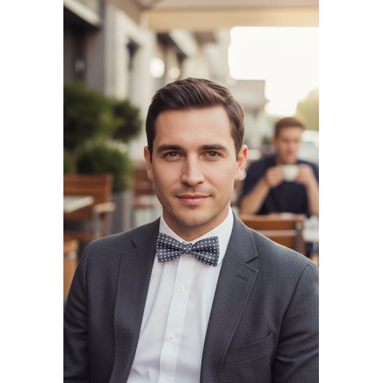 Szara bawełniana muszka w kropki