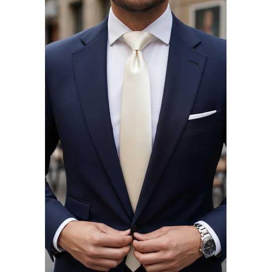 Herren hochglänzende cremige Krawatte