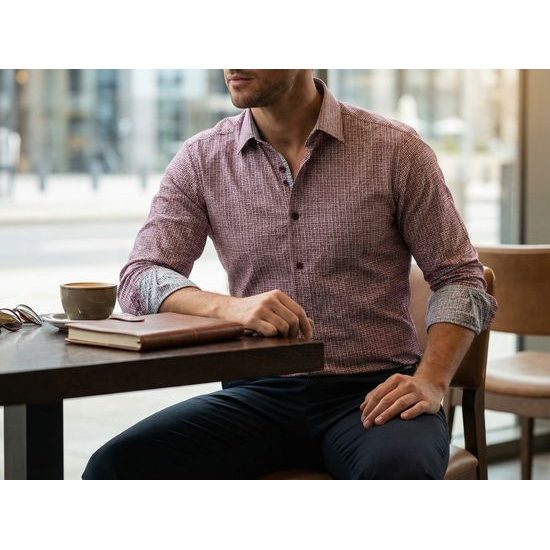 Burgundi mintás slim ing hosszú ujjú