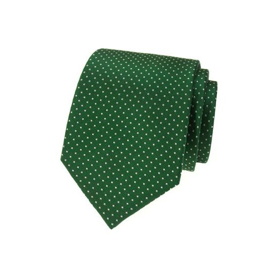 Cravată verde din mătase cu model punctat