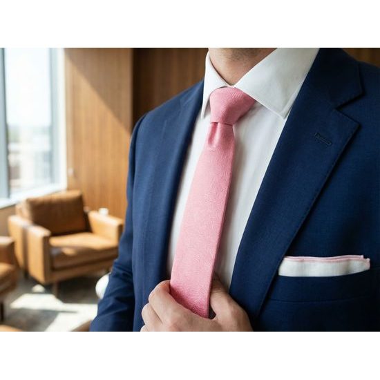 Rózsaszín nyakkendő finom relief mintával
