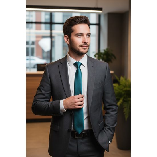 Cravată lucioasă culoare kerosen închisă